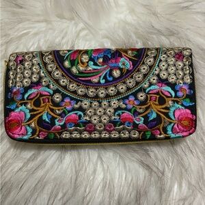 Gorgeous floral detailed, zip around wallet
